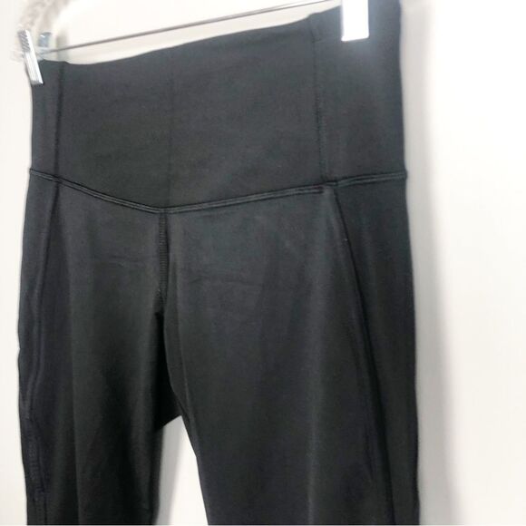 LULULEMON | Solid Black Mesh Detail Crop Leggings Back Zipper Women’s Size 10 - Picture 2 of 11